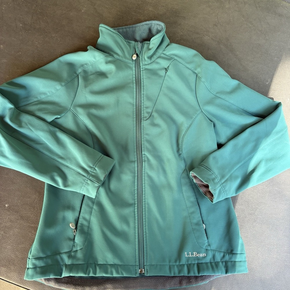 L.L.Bean Jacket Women's Regular Medium Teal Fleece Lined Softshell Full Zip